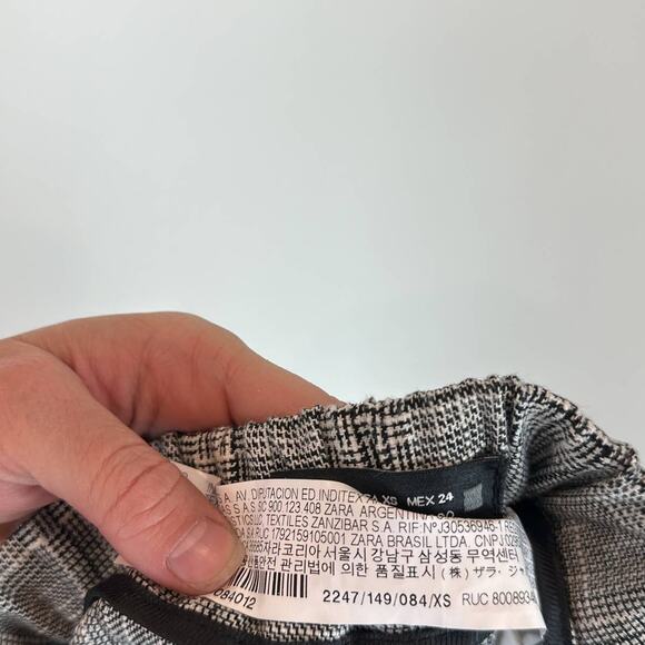 Zara Plaid Relaxed Trouser Pants Womens XS Straight Leg High Rise Career Preppy - Picture 8 of 9